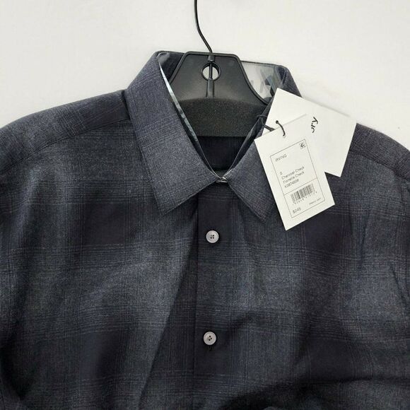 THEORY Men's Irving - S, M, L, XL -  Flannel Check Sport Shirt - Charcoal Check - Picture 5 of 8